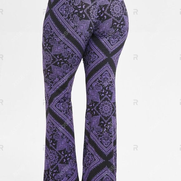 Purple/Black Bandana Print Boot Cut Pant - Picture 3 of 3